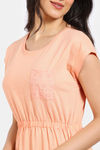 Zivame 2 Mile Fashion Knit Cotton Mid Length Nightdress - Apricot Ice — thumbnail 5